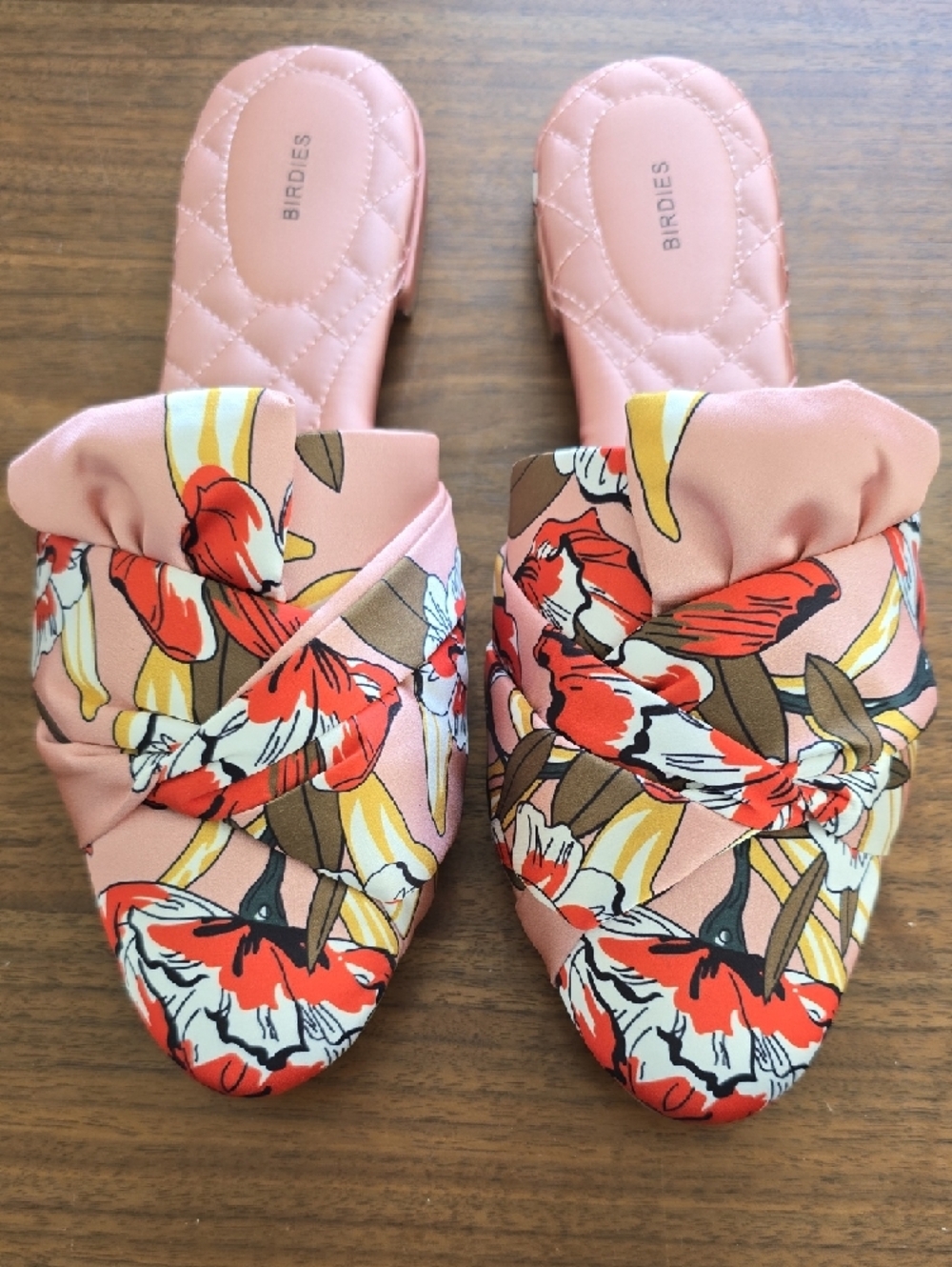 Birdies Pink Floral Knotted Slide Mules - Picture 3 of 8